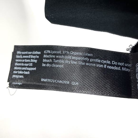 Eileen Fisher Slub Pants Black Tencel & Organic Linen Elastic Waist Ankle Sz M - Picture 12 of 12